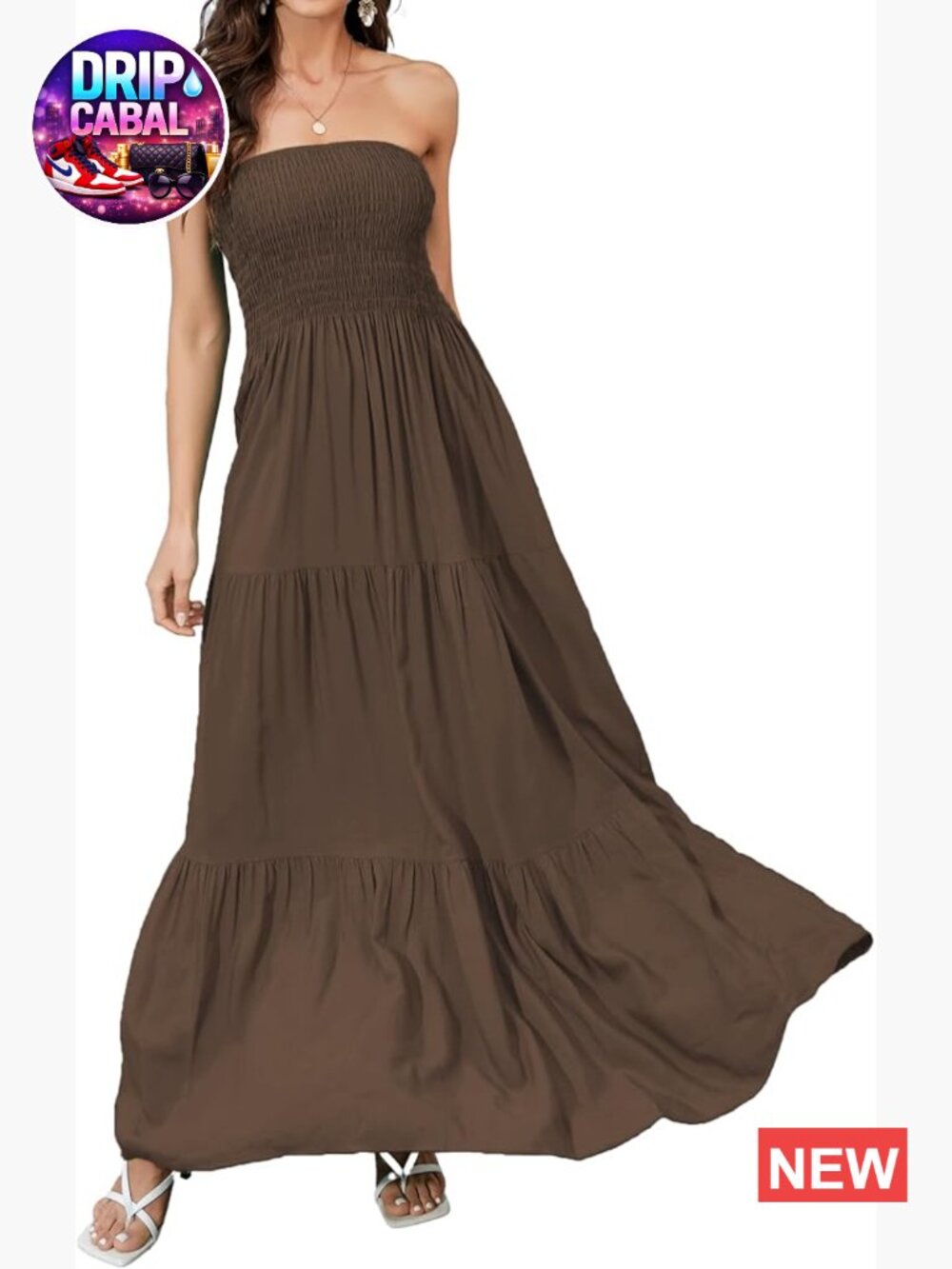 Rayon Strapless Maxi Dress Tube Top Backless A Line Casual